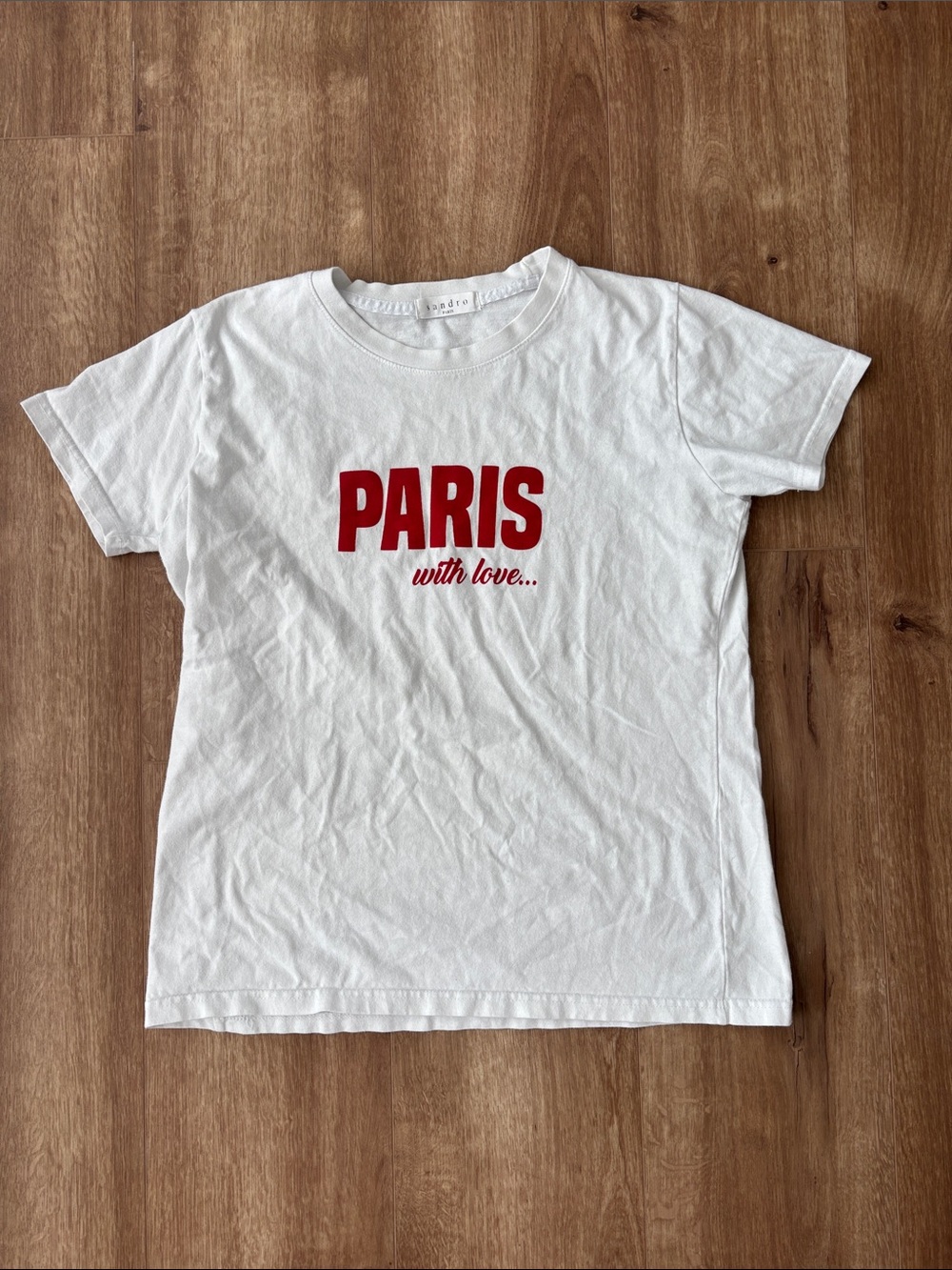 White 'Paris with love' fitted Graphic Tee by Sandro size small